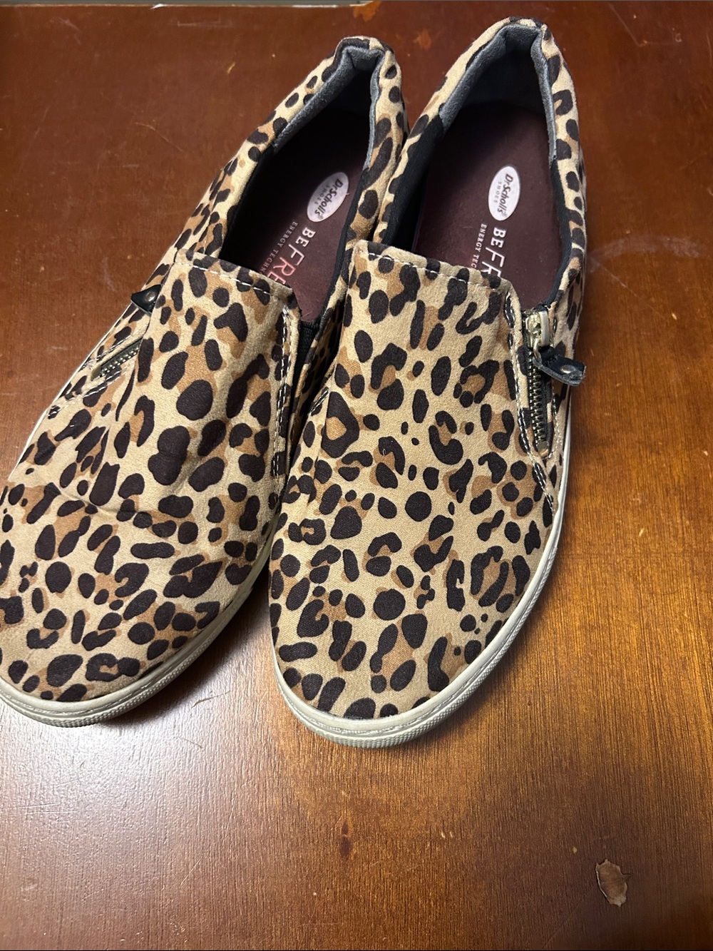 Dr Scholl’s Leopard Print Slip-On/zipSneakers in Tan and Black size M